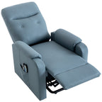 Fauteuil inclinable électrique bleu avec massage, chauffage, positions réglables et poche latérale pour plus de commodité