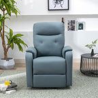 Fauteuil inclinable électrique bleu avec massage, chauffage, positions réglables et poche latérale pour plus de commodité