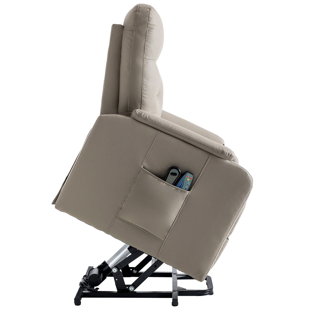Fauteuil inclinable électrique bleu avec massage, chauffage, positions réglables et poche latérale pour plus de commodité