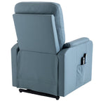 Fauteuil inclinable électrique bleu avec massage, chauffage, positions réglables et poche latérale pour plus de commodité