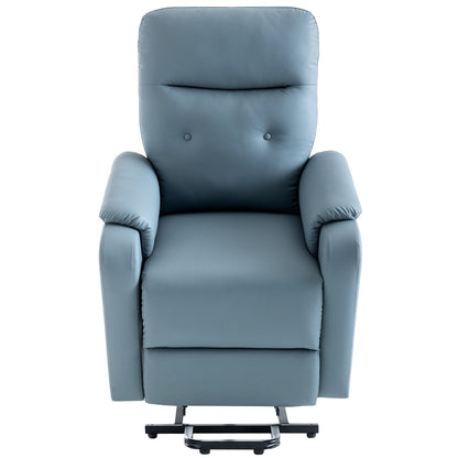 Fauteuil inclinable électrique bleu avec massage, chauffage, positions réglables et poche latérale pour plus de commodité