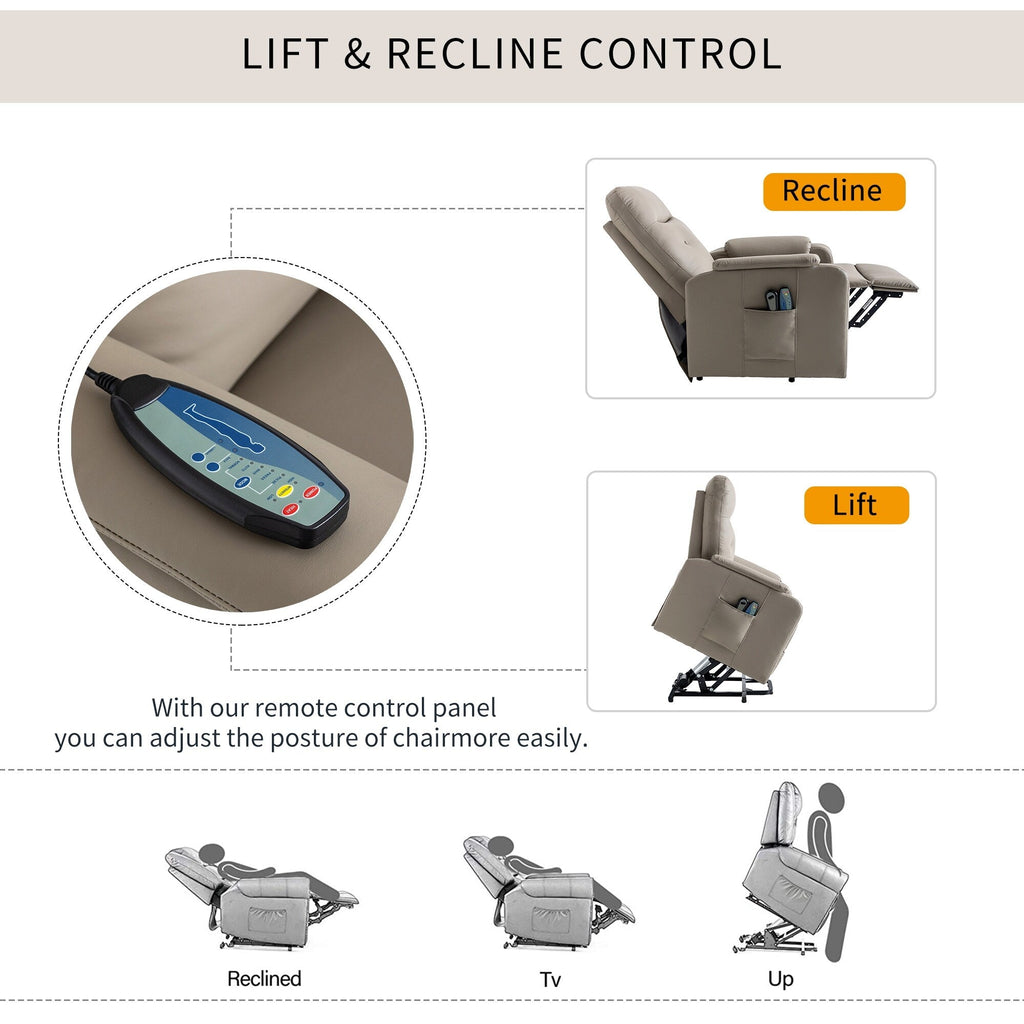 Fauteuil inclinable électrique bleu avec massage, chauffage, positions réglables et poche latérale pour plus de commodité