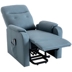 Fauteuil inclinable électrique bleu avec massage, chauffage, positions réglables et poche latérale pour plus de commodité