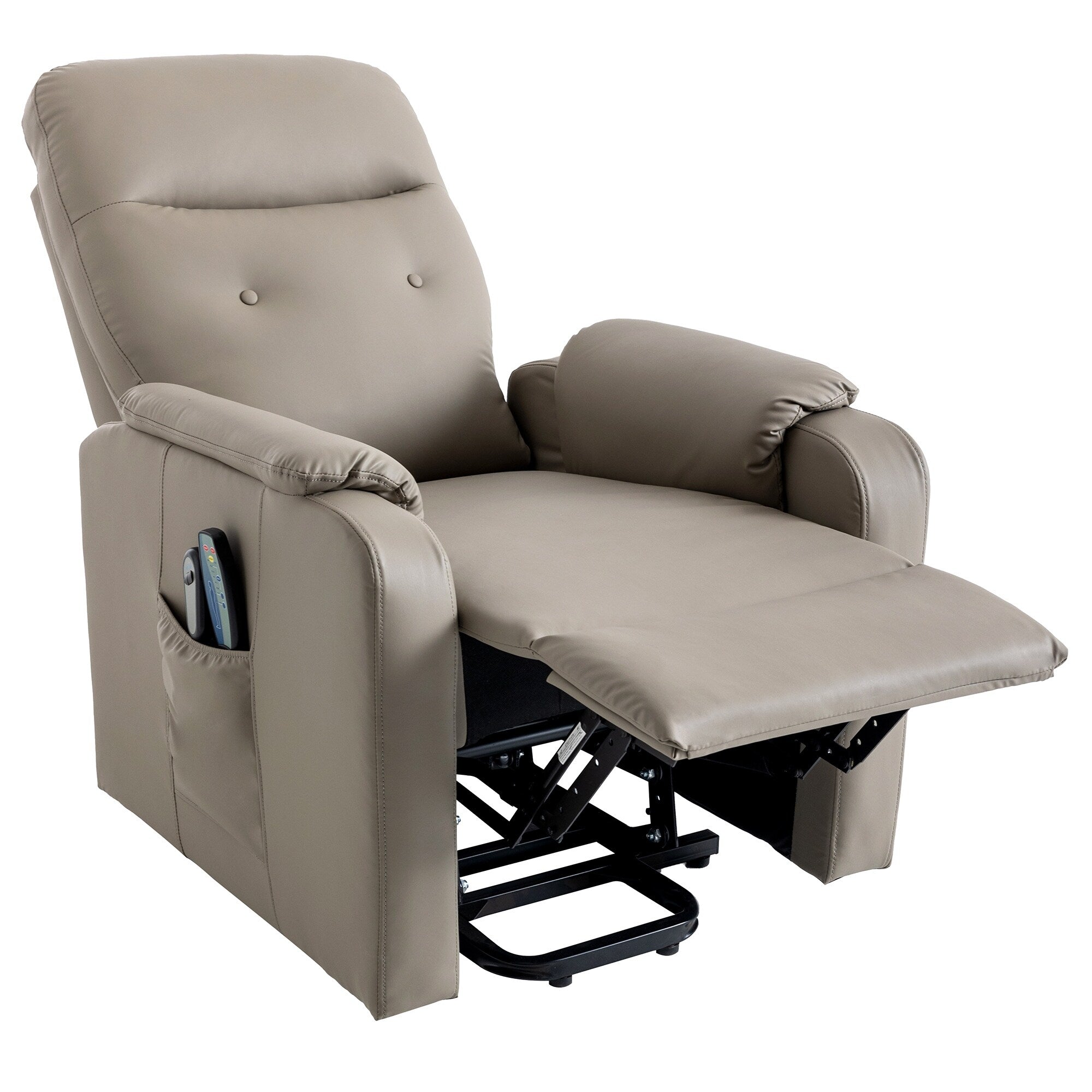 Fauteuil inclinable électrique bleu avec massage, chauffage, positions réglables et poche latérale pour plus de commodité