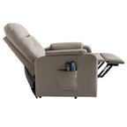 Fauteuil inclinable électrique bleu avec massage, chauffage, positions réglables et poche latérale pour plus de commodité