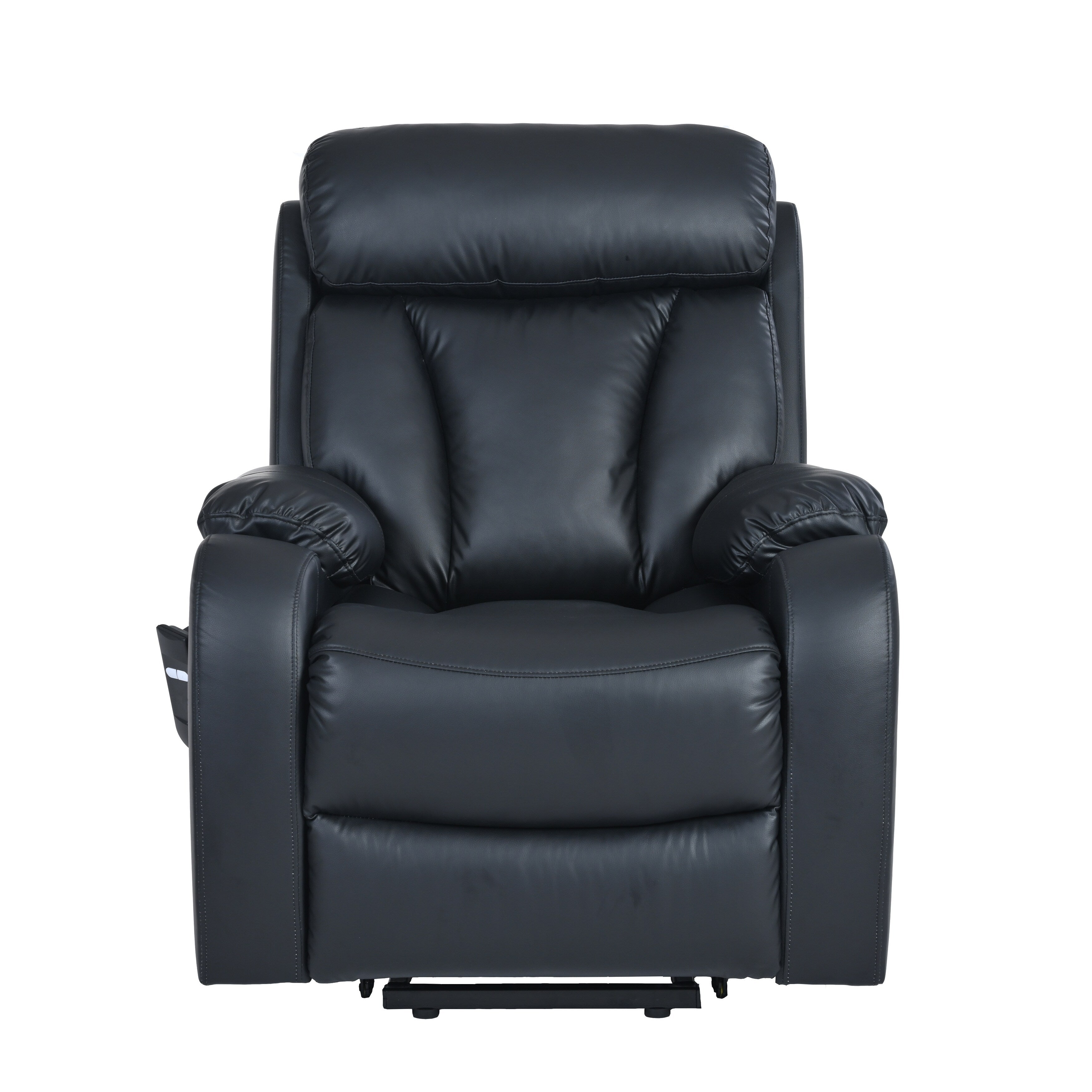 Fauteuil inclinable électrique bleu pour personnes âgées avec télécommande et poche latérale