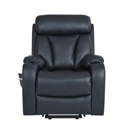 Fauteuil inclinable électrique bleu pour personnes âgées avec télécommande et poche latérale