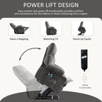 Fauteuil inclinable électrique bleu avec chauffage, massage, chargement USB, poches latérales et télécommande pour plus de commodité
