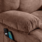 Fauteuil inclinable électrique bleu avec chauffage, massage, chargement USB, poches latérales et télécommande pour plus de commodité