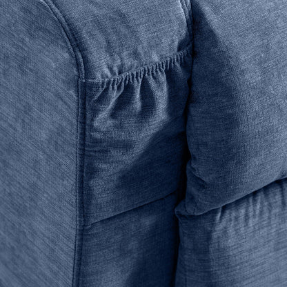 Fauteuil inclinable électrique bleu avec chauffage, massage, chargement USB, poches latérales et télécommande pour plus de commodité