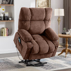 Fauteuil inclinable électrique bleu avec chauffage, massage, chargement USB, poches latérales et télécommande pour plus de commodité