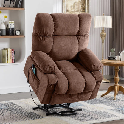 Fauteuil inclinable électrique bleu avec chauffage, massage, chargement USB, poches latérales et télécommande pour plus de commodité