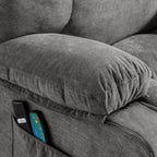 Fauteuil inclinable électrique bleu avec chauffage, massage, chargement USB, poches latérales et télécommande pour plus de commodité