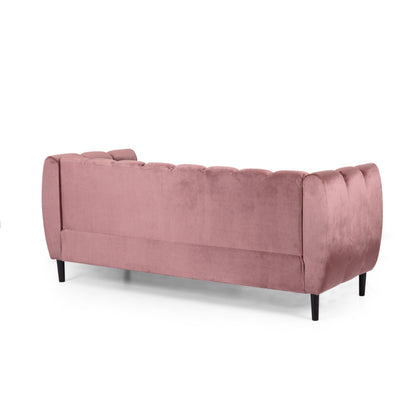 Canapé 3 places capitonné en velours Blush 83,25 avec pieds en bouleau