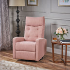 Fauteuil inclinable pivotant rembourré en tissu moderne Blush avec repose-pieds et dossier capitonné