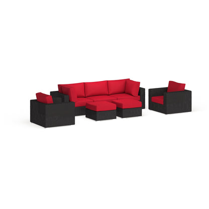 Ensemble de salon de jardin en rotin synthétique Bocabec (7 pièces) par Havenside Home