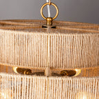 Lustre tambour à plusieurs niveaux en corde de chanvre marron bohème - 23,62 L x 15,16 H