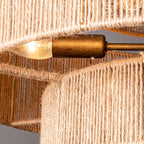 Lustre tambour à plusieurs niveaux en corde de chanvre marron bohème - 23,62 L x 15,16 H
