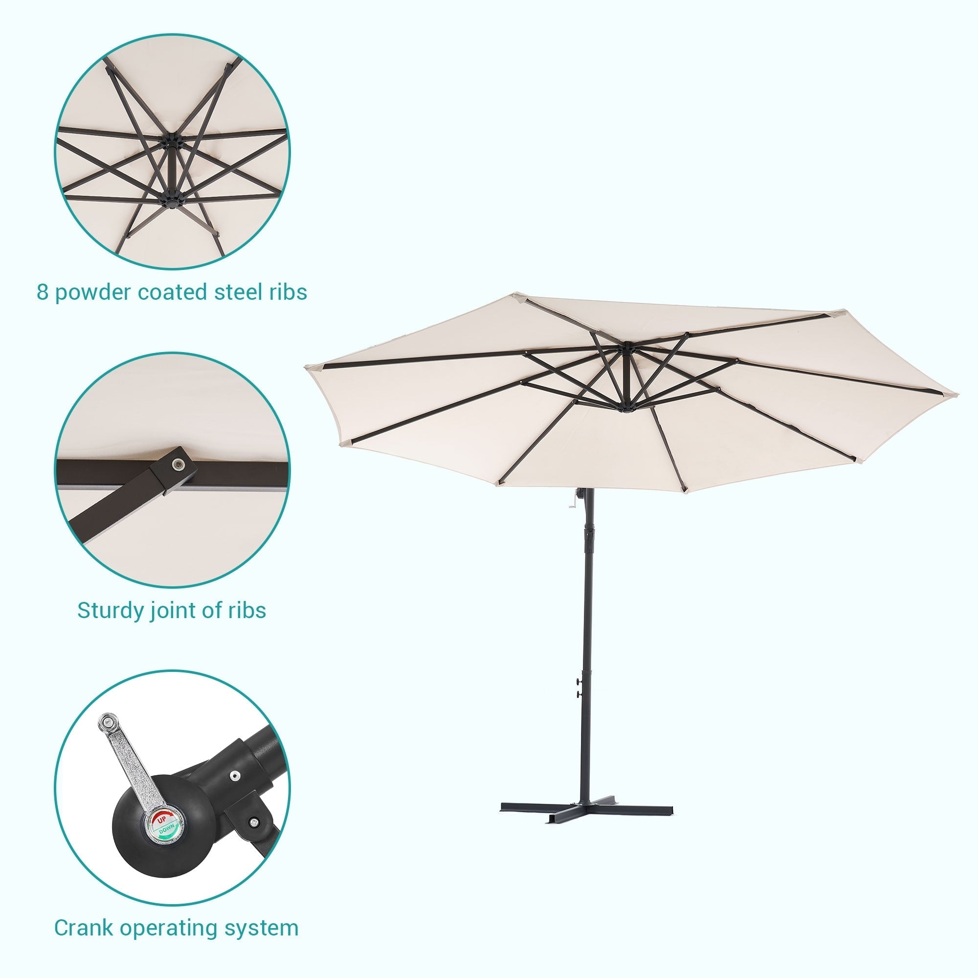 BONOSUKI 10ft Patio Offset Umbrella Outdoor Hanging Umbrella