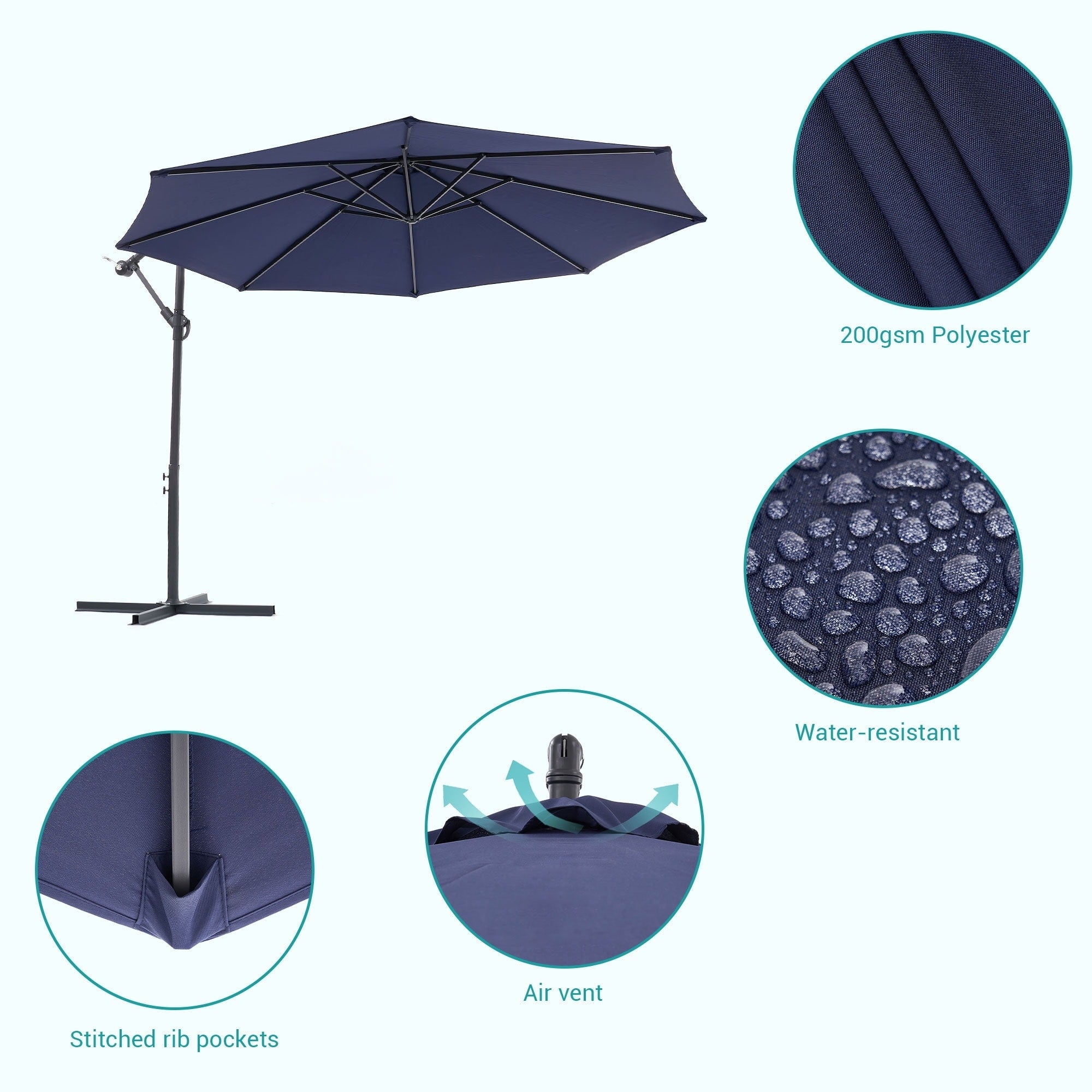 BONOSUKI 10ft Patio Offset Umbrella Outdoor Hanging Umbrella