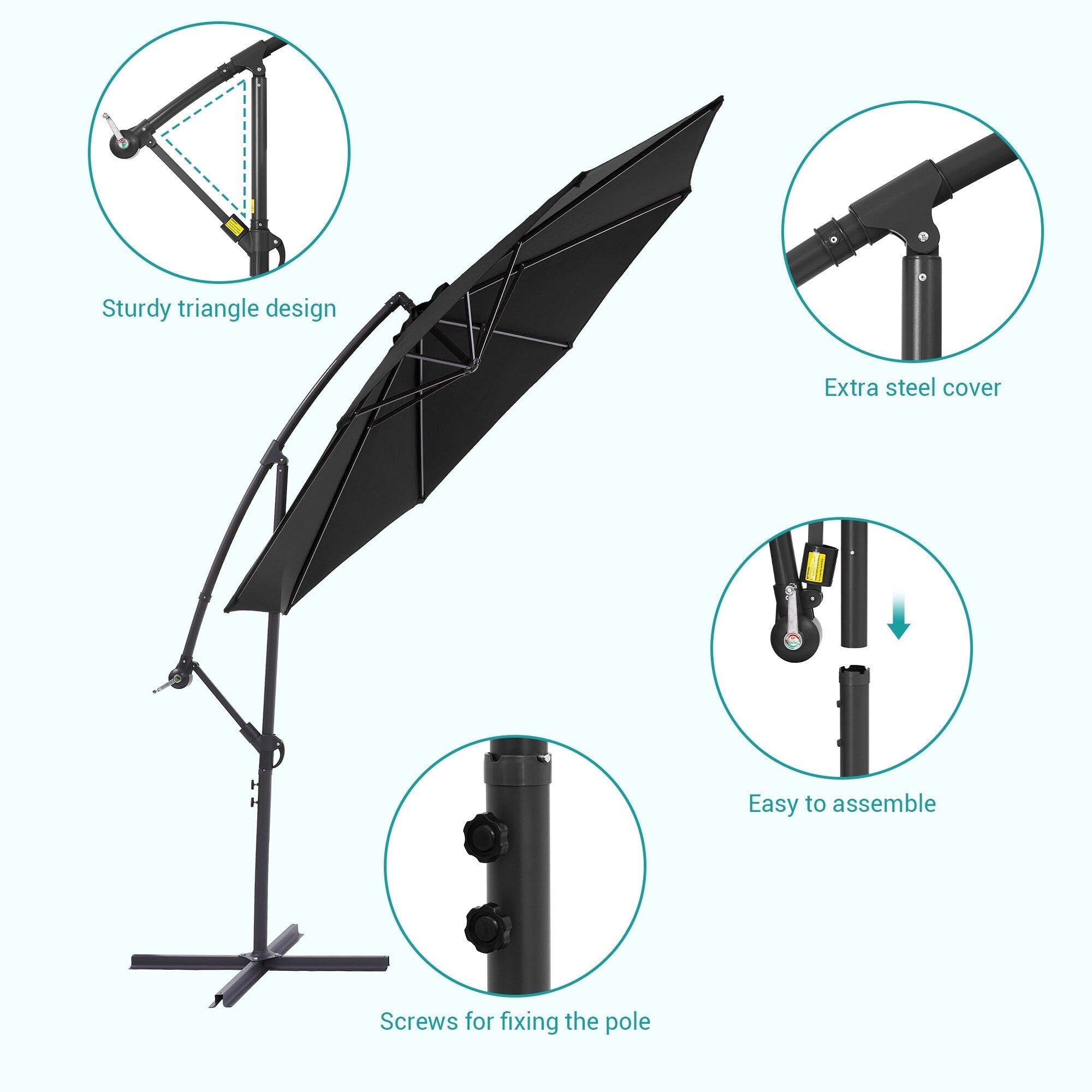 BONOSUKI 10ft Patio Offset Umbrella Outdoor Hanging Umbrella