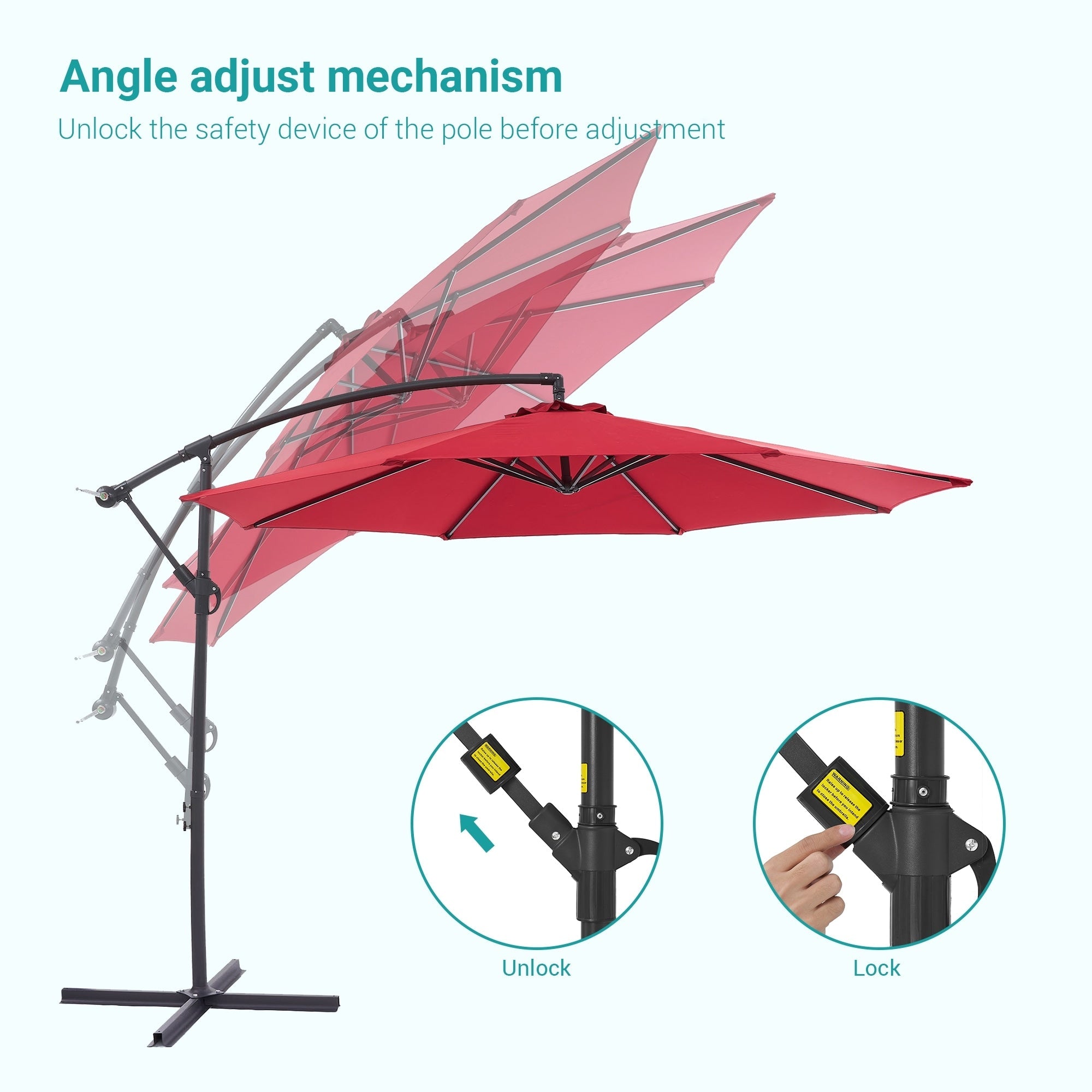 BONOSUKI 10ft Patio Offset Umbrella Outdoor Hanging Umbrella