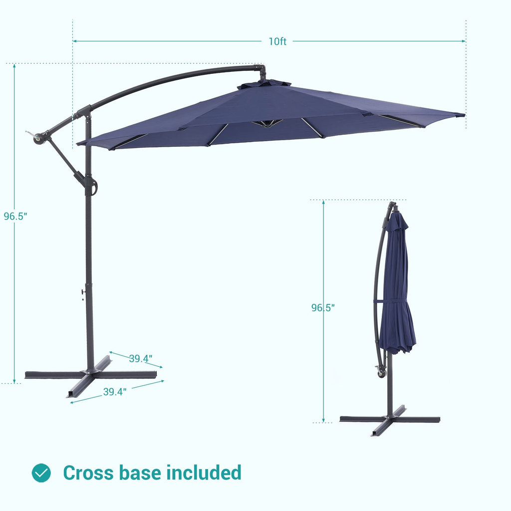 BONOSUKI 10ft Patio Offset Umbrella Outdoor Hanging Umbrella
