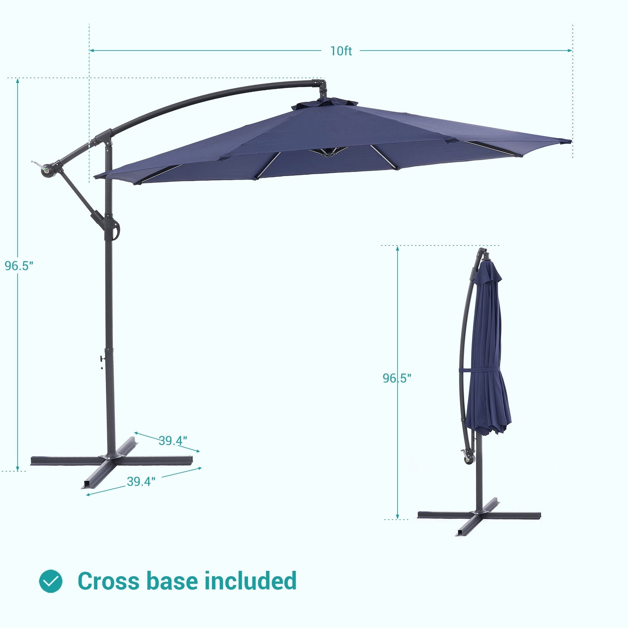 BONOSUKI 10ft Patio Offset Umbrella Outdoor Hanging Umbrella