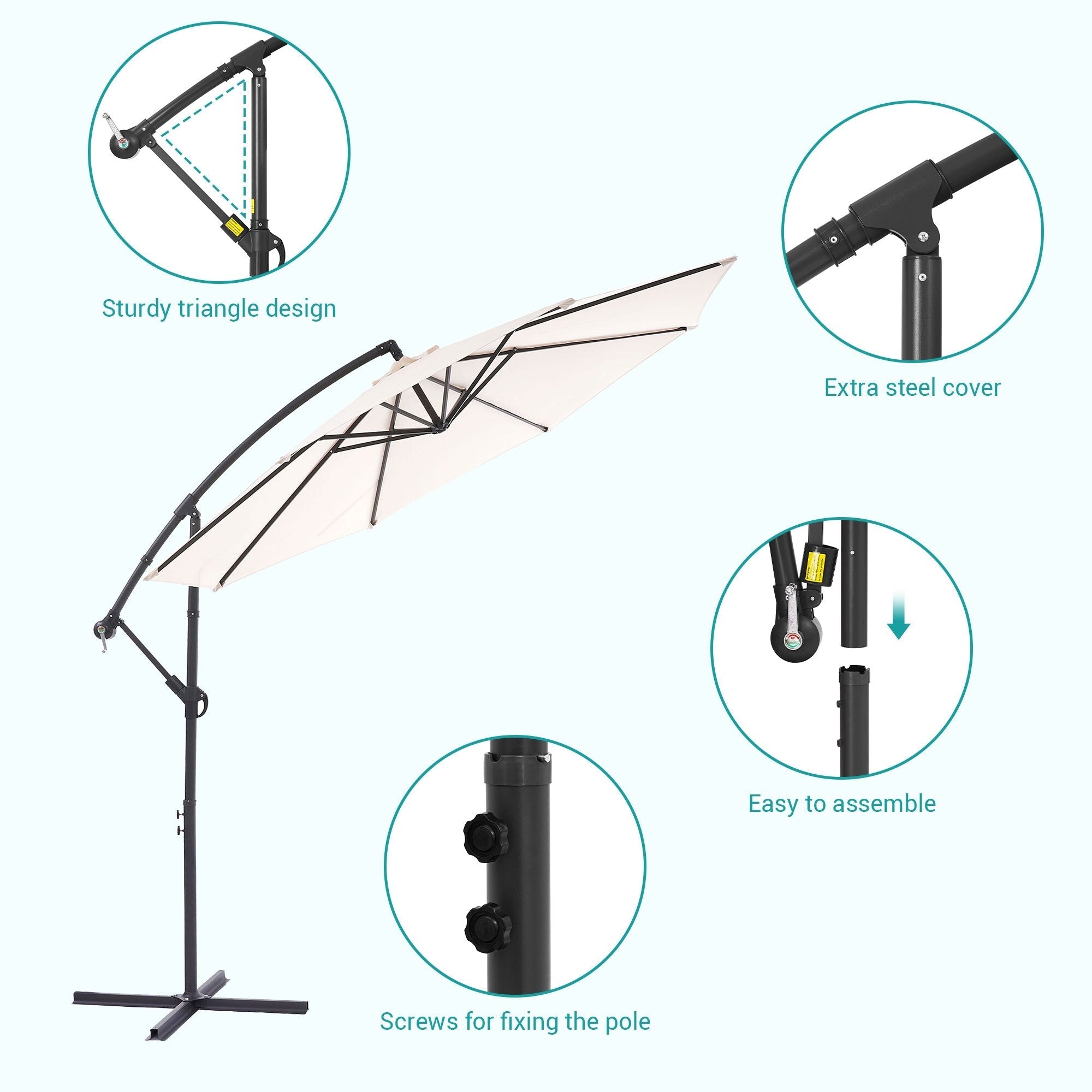 BONOSUKI 10ft Patio Offset Umbrella Outdoor Hanging Umbrella