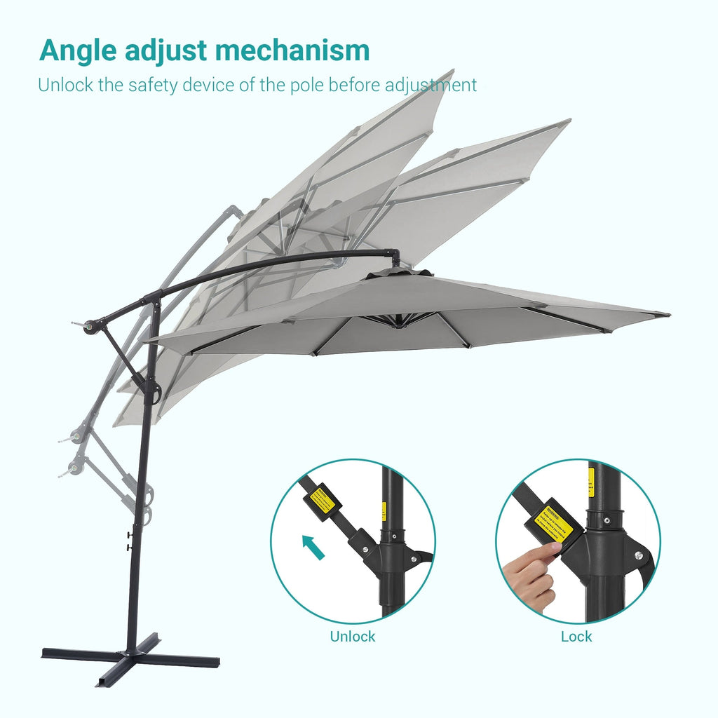 BONOSUKI 10ft Patio Offset Umbrella Outdoor Hanging Umbrella