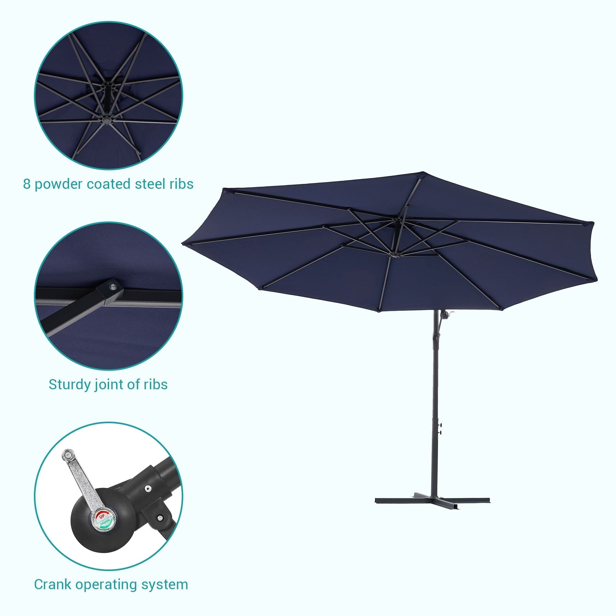 BONOSUKI 10ft Patio Offset Umbrella Outdoor Hanging Umbrella