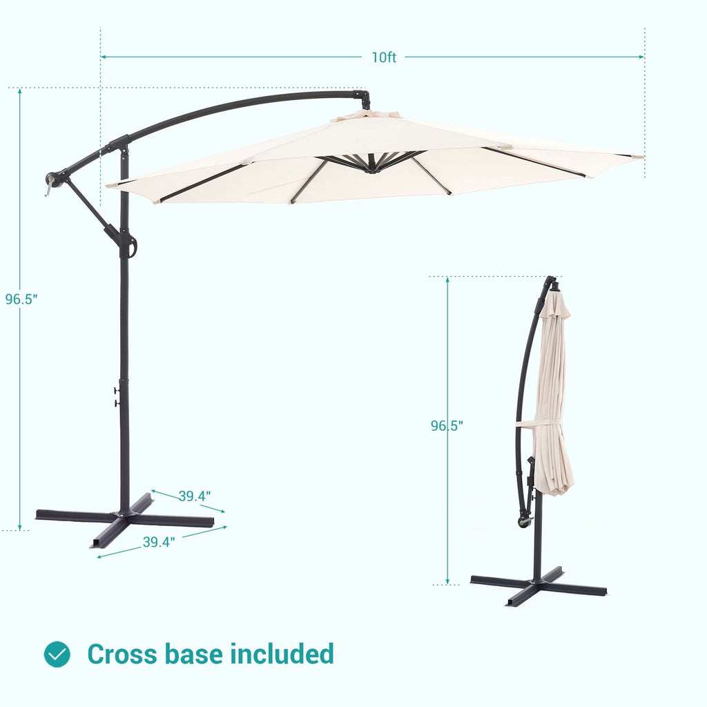 BONOSUKI 10ft Patio Offset Umbrella Outdoor Hanging Umbrella
