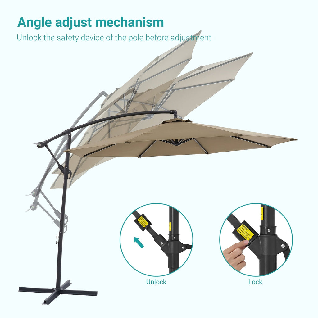 BONOSUKI 10ft Patio Offset Umbrella Outdoor Hanging Umbrella