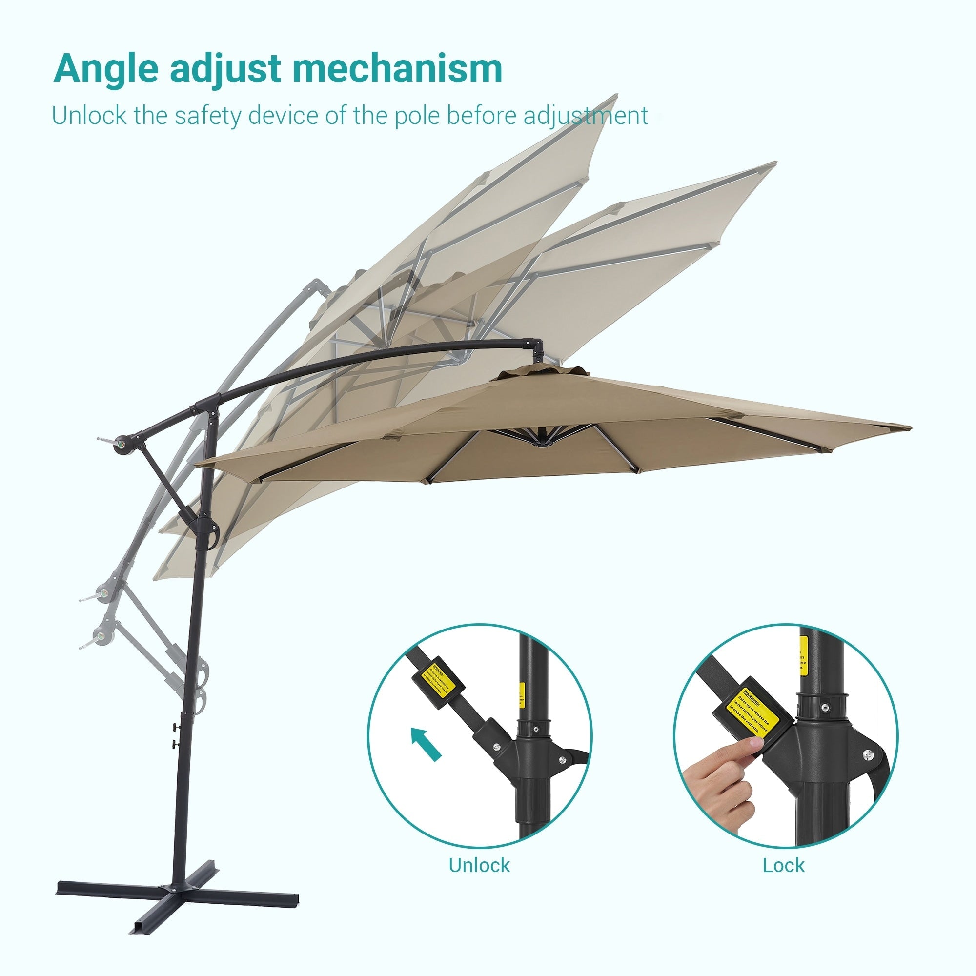 BONOSUKI 10ft Patio Offset Umbrella Outdoor Hanging Umbrella