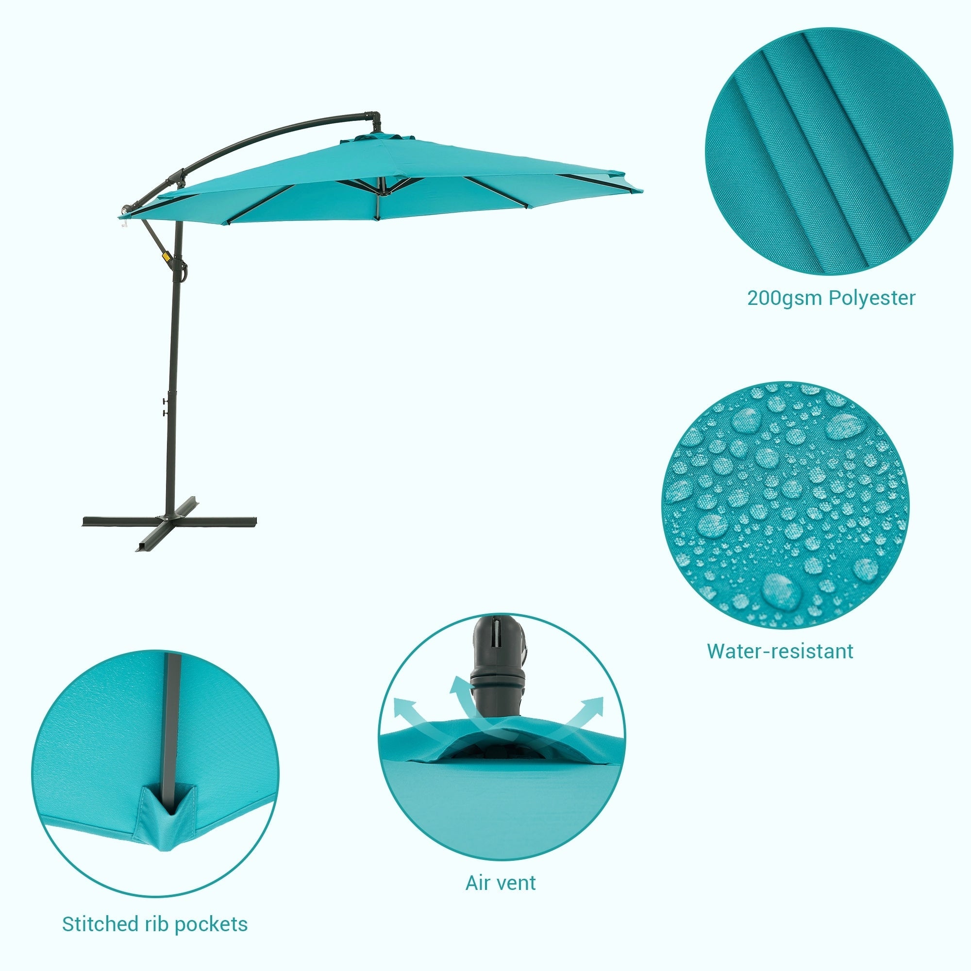 BONOSUKI 10ft Patio Offset Umbrella Outdoor Hanging Umbrella