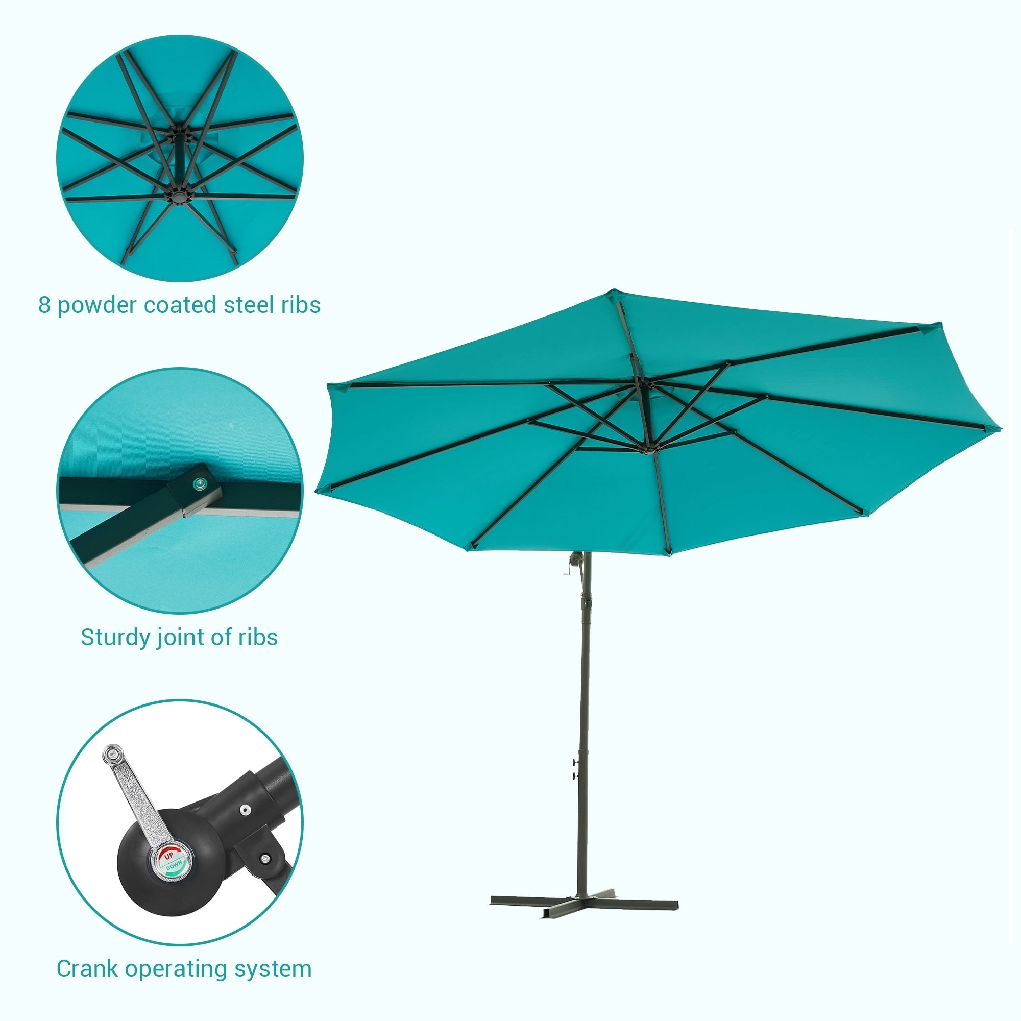 BONOSUKI 10ft Patio Offset Umbrella Outdoor Hanging Umbrella