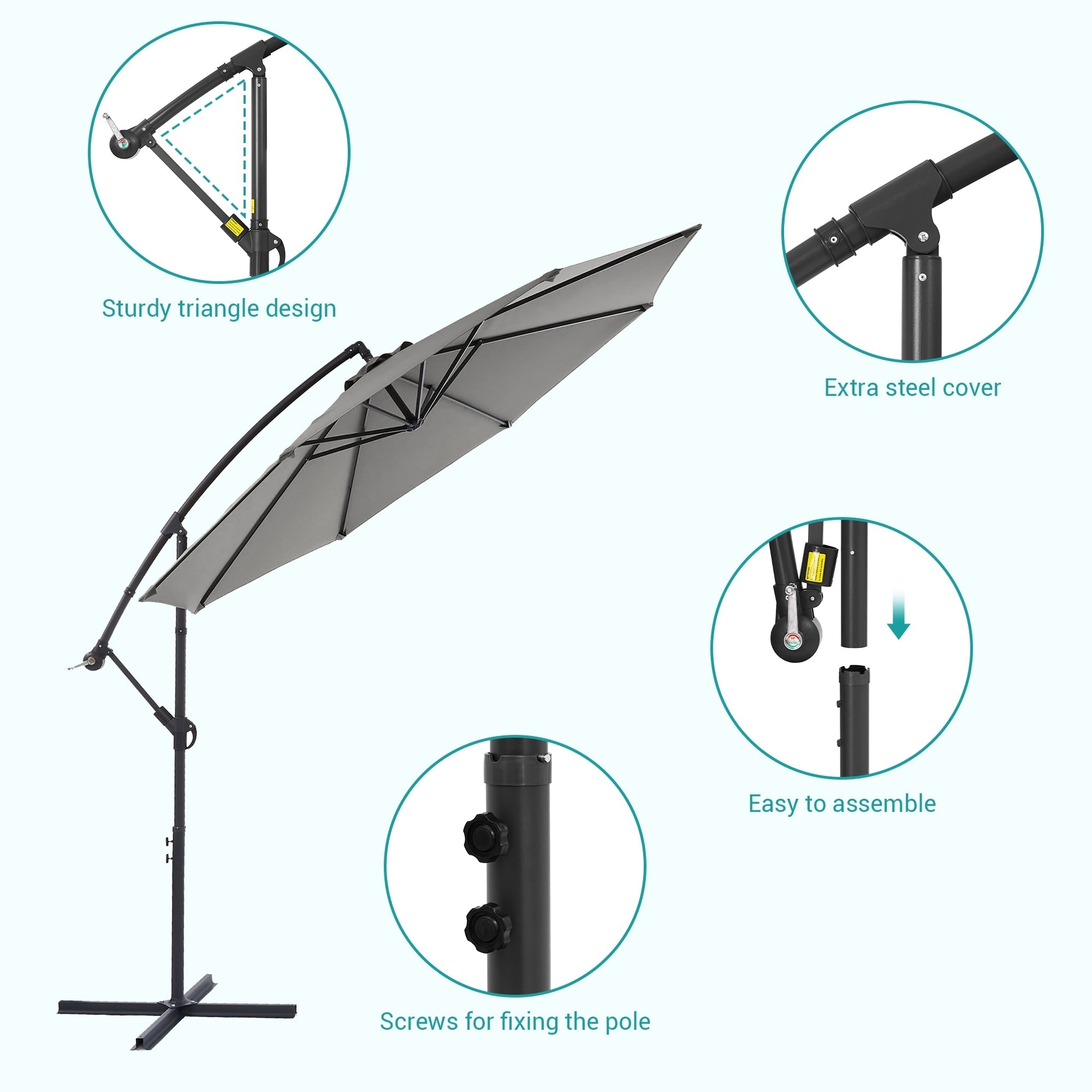 BONOSUKI 10ft Patio Offset Umbrella Outdoor Hanging Umbrella