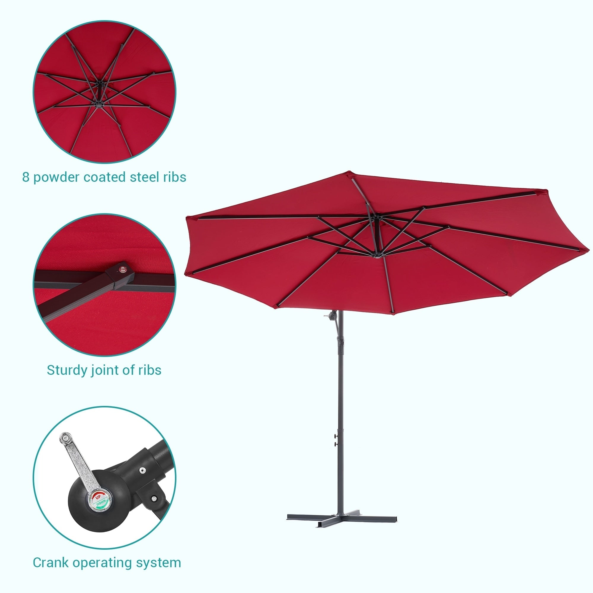 BONOSUKI 10ft Patio Offset Umbrella Outdoor Hanging Umbrella