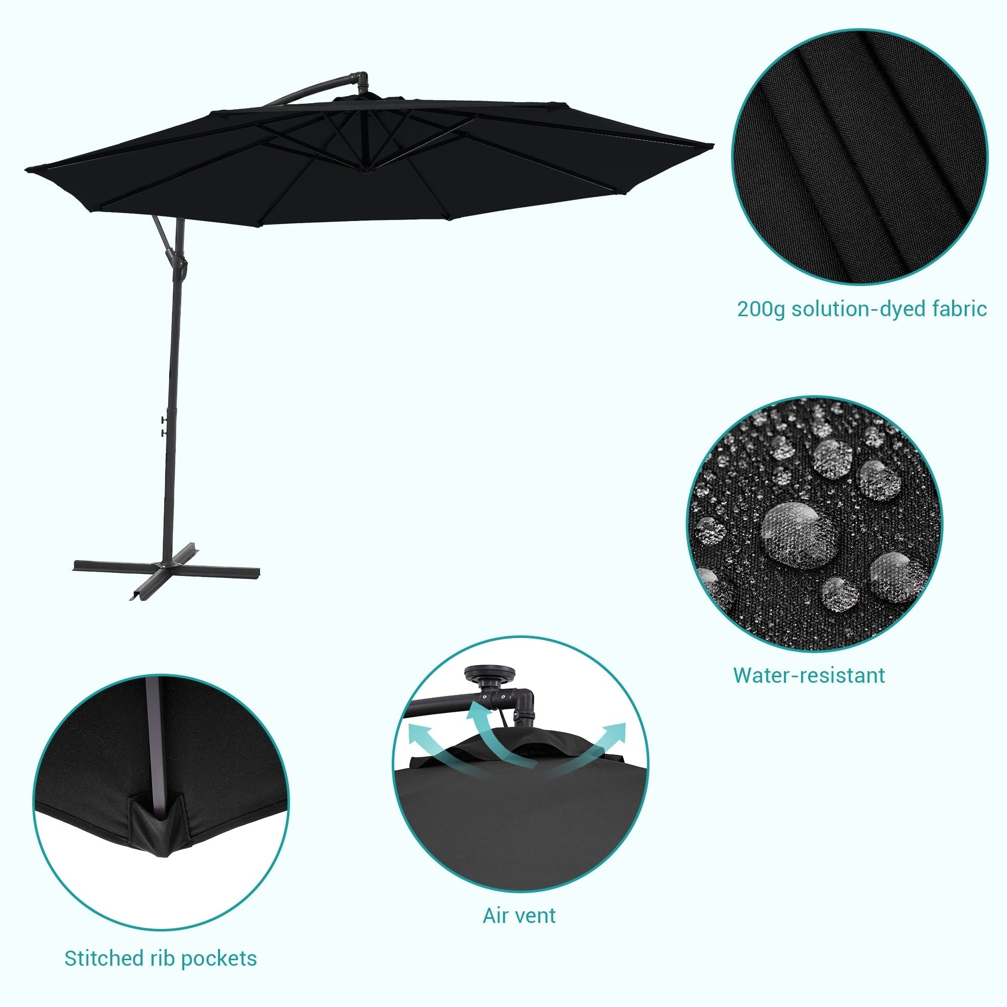 BONOSUKI 10ft Patio Offset Umbrella Outdoor Hanging Umbrella