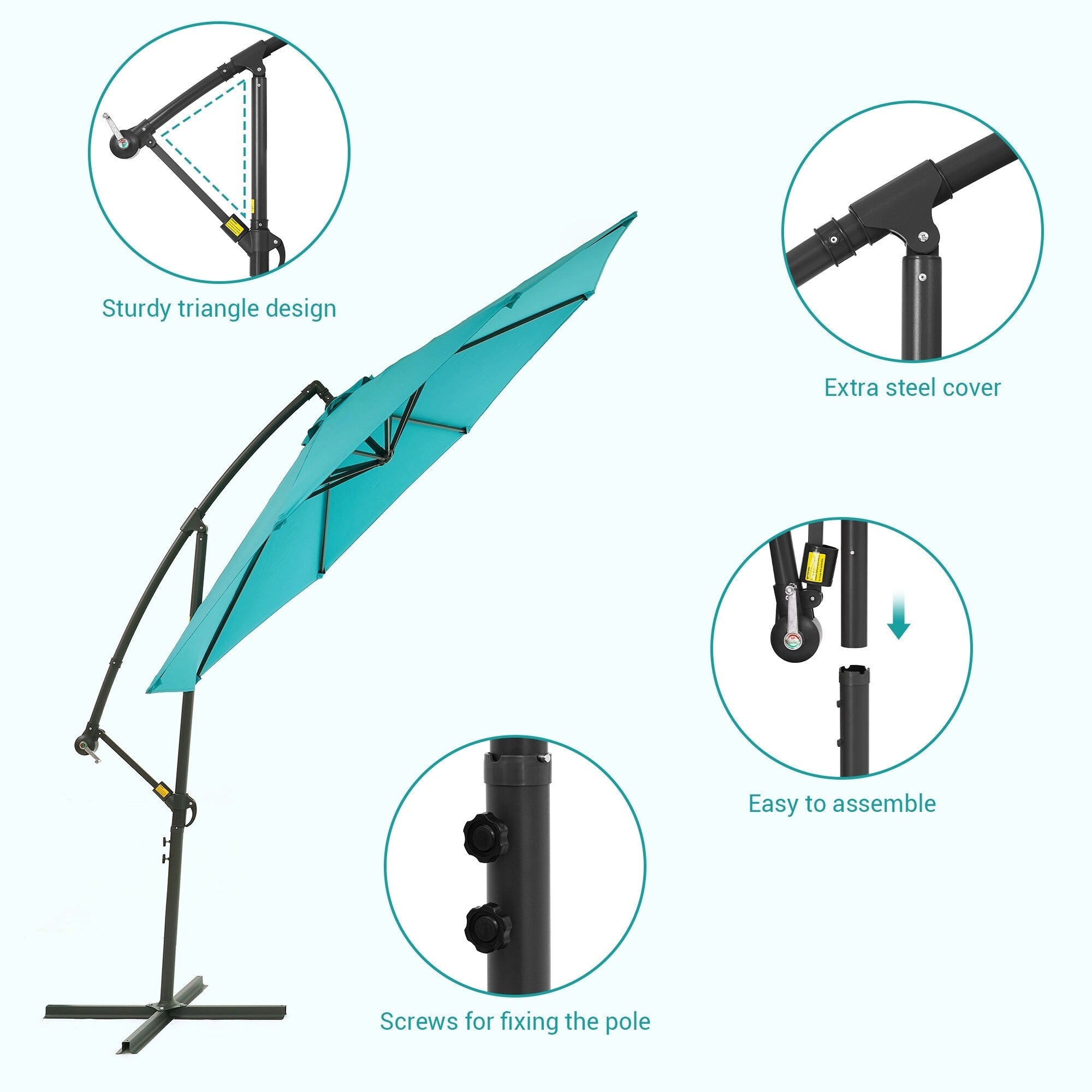 BONOSUKI 10ft Patio Offset Umbrella Outdoor Hanging Umbrella