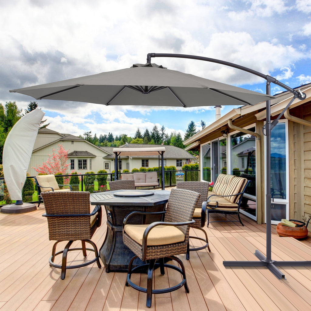 BONOSUKI 10ft Patio Offset Umbrella Outdoor Hanging Umbrella
