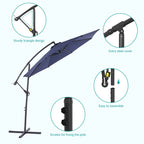 BONOSUKI 10ft Patio Offset Umbrella Outdoor Hanging Umbrella