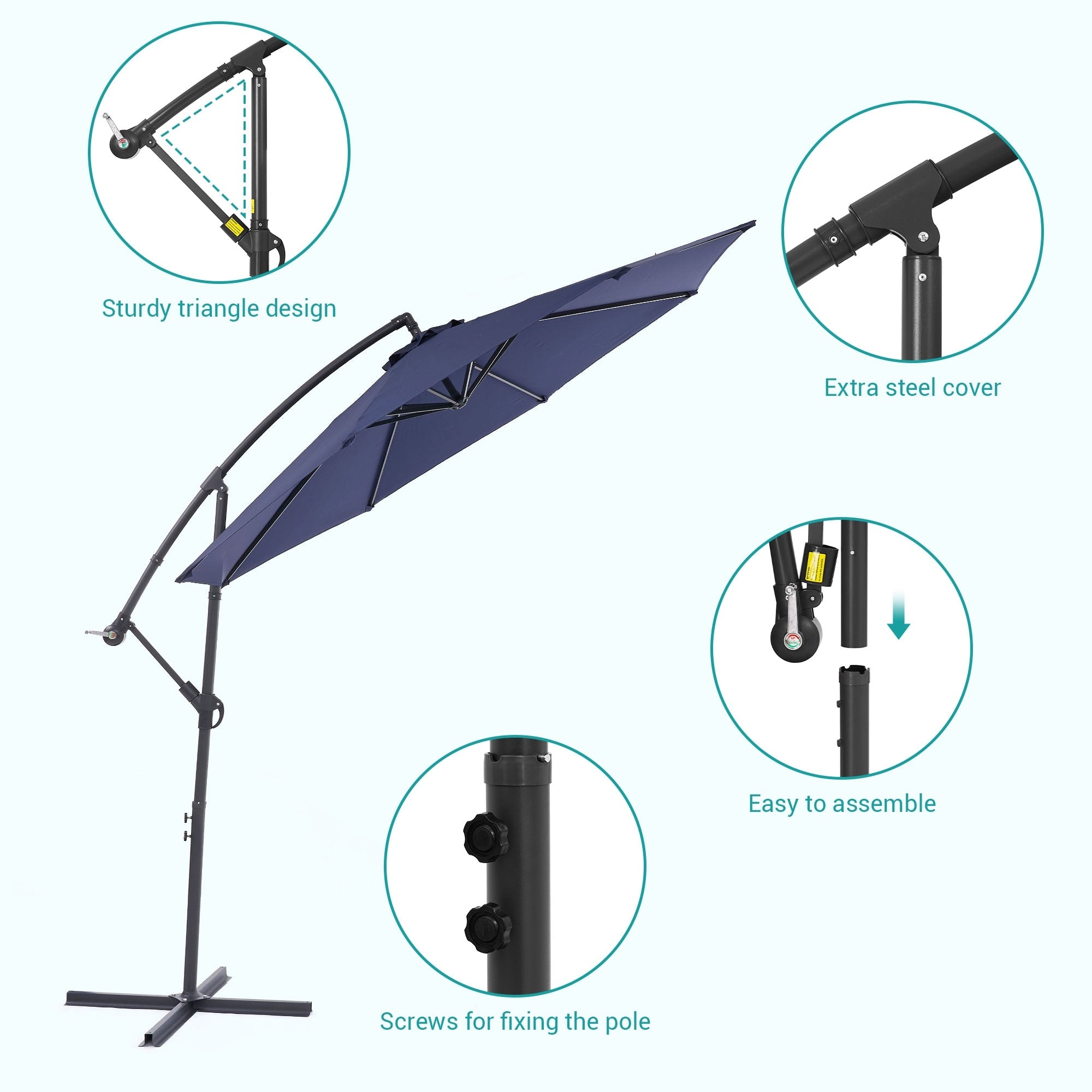 BONOSUKI 10ft Patio Offset Umbrella Outdoor Hanging Umbrella
