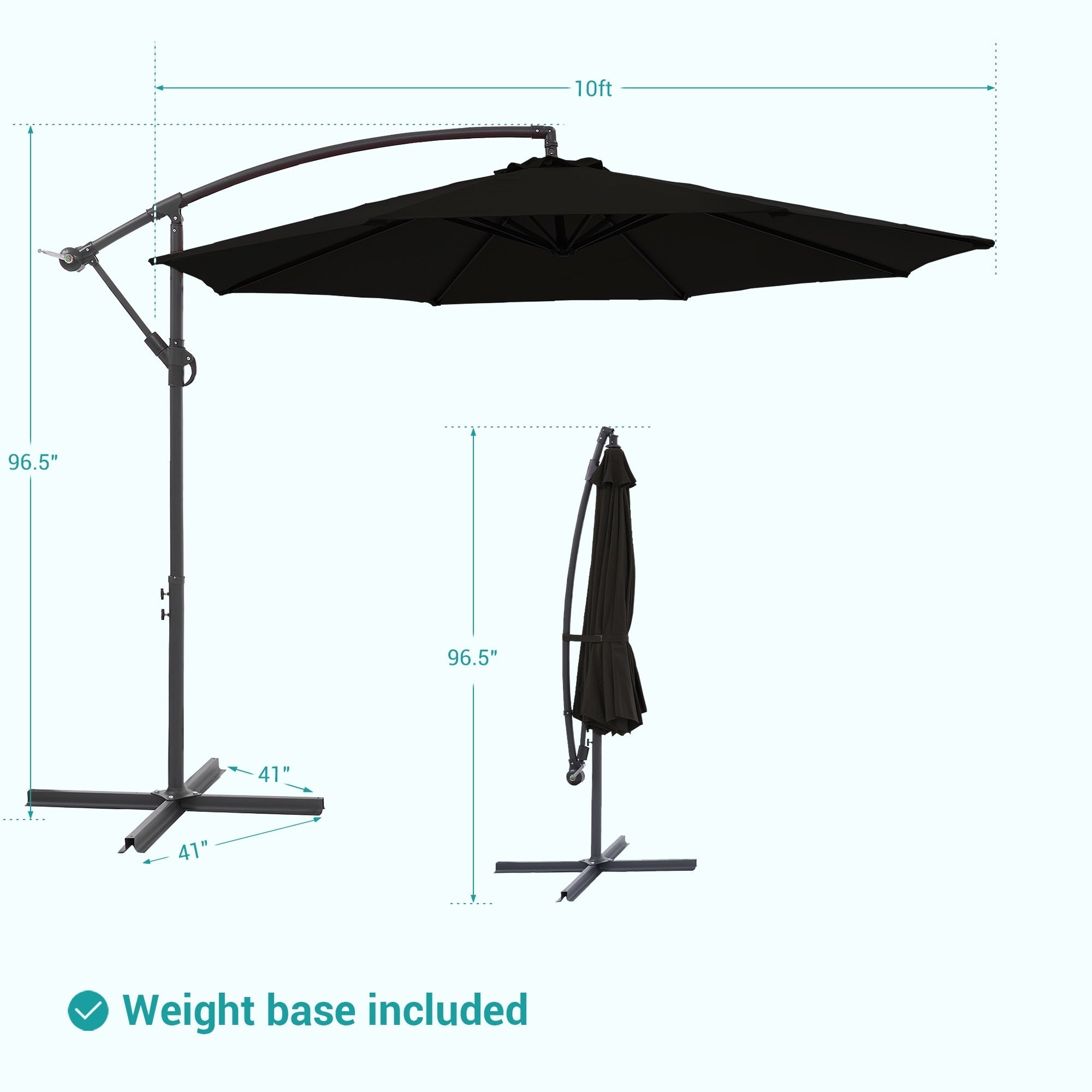 BONOSUKI 10ft Patio Offset Umbrella Outdoor Hanging Umbrella