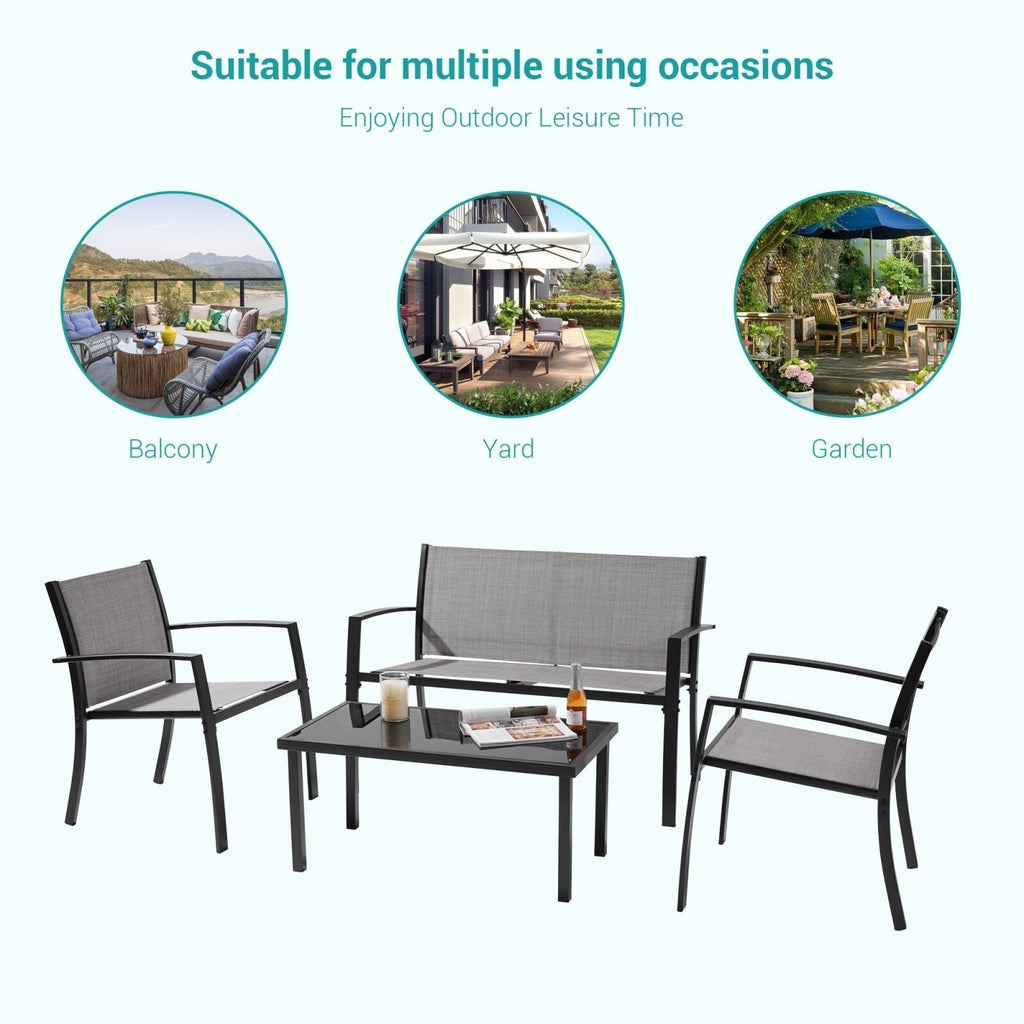 Ensemble de meubles de patio Bonosuki 4 pièces Ensembles bistro en textilène