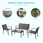 Ensemble de meubles de patio Bonosuki 4 pièces Ensembles bistro en textilène