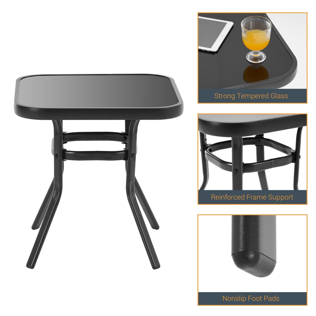 Ensemble bistrot d'extérieur Bonosuki 3 pièces avec chaises à bascule et table d'appoint