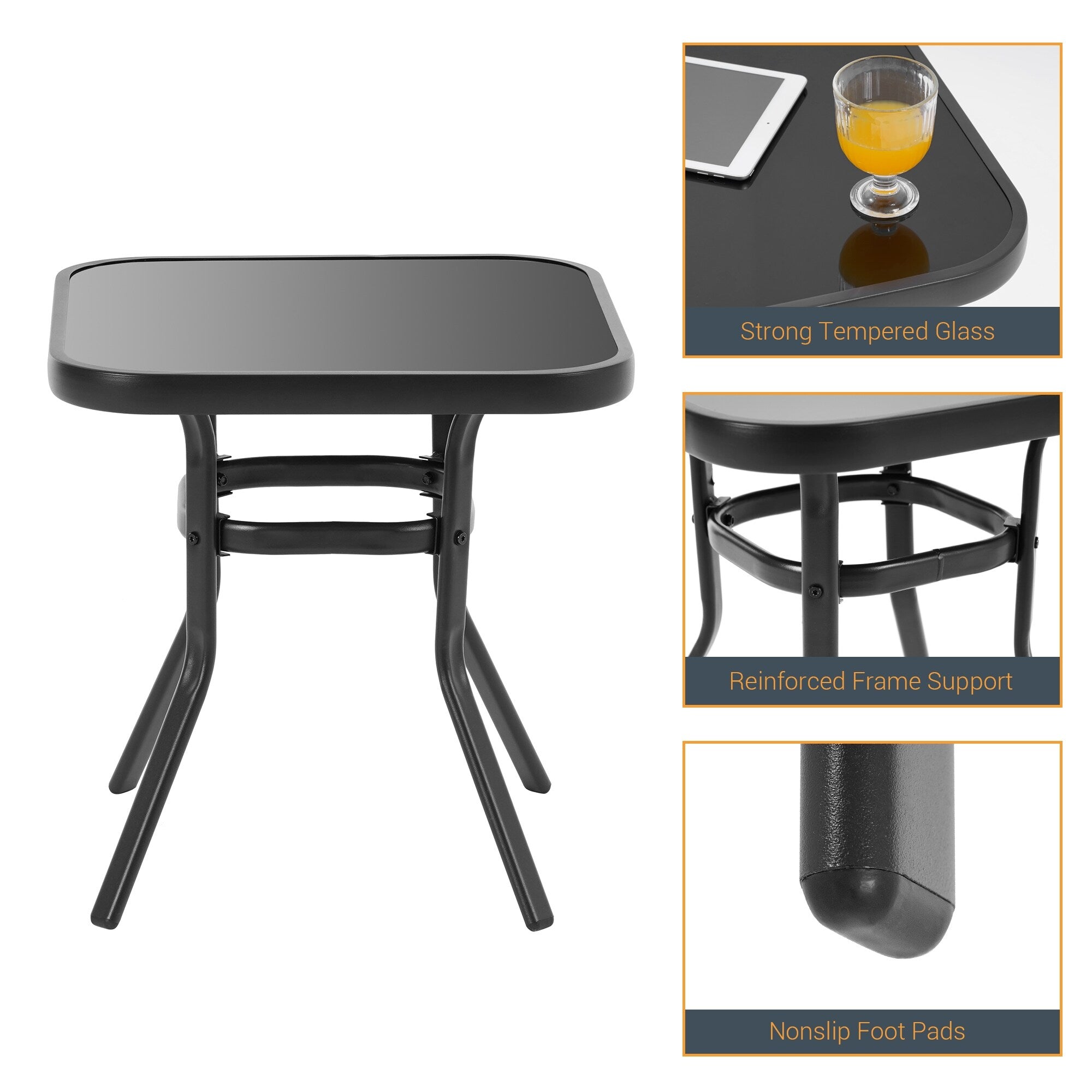 Ensemble bistrot d'extérieur Bonosuki 3 pièces avec chaises à bascule et table d'appoint