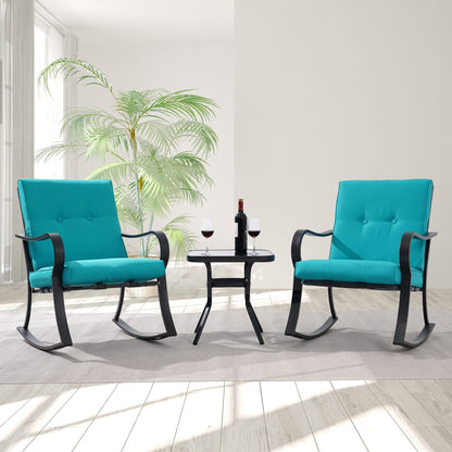 Ensemble bistrot d'extérieur Bonosuki 3 pièces avec chaises à bascule et table d'appoint