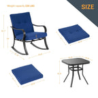 Ensemble bistrot d'extérieur Bonosuki 3 pièces avec chaises à bascule et table d'appoint